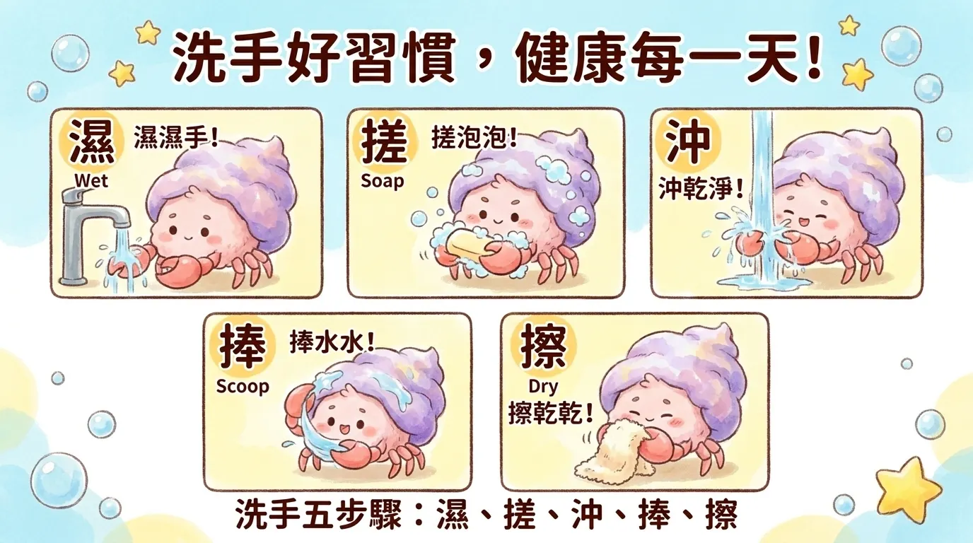 南臺科大幼保系 4B2I0039 寄居蟹小助教的洗手五步驟教學
