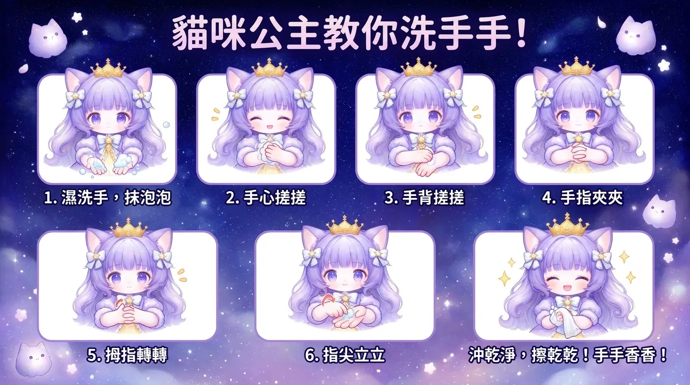 南台科大幼保系貓咪公主的防疫小課堂：跟著我一起洗手手