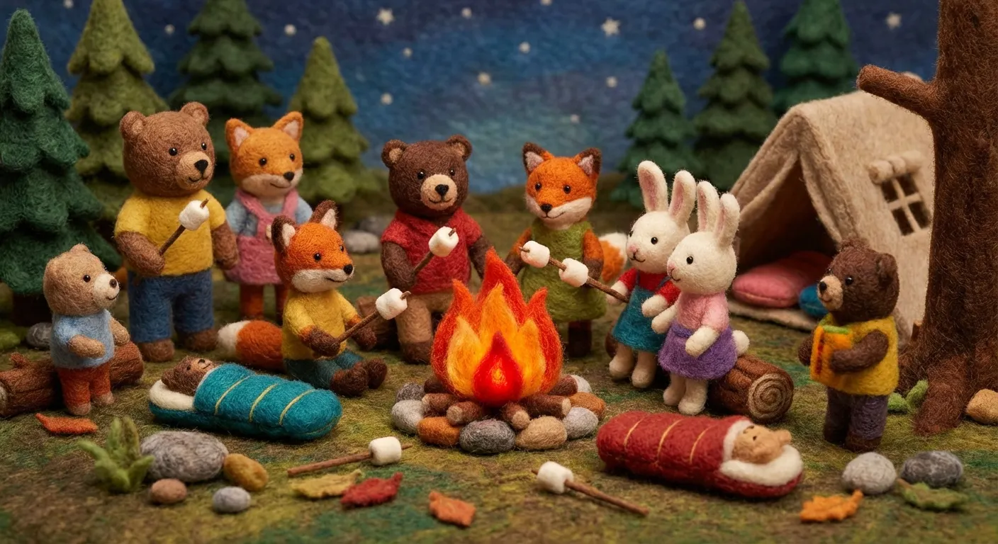 森林露營夜：動物們的棉花糖派對