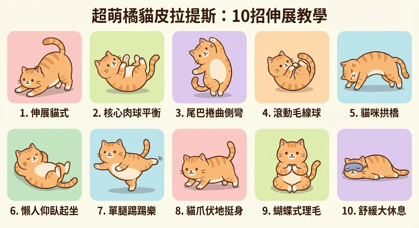 超萌橘貓皮拉提斯:10招伸展教學