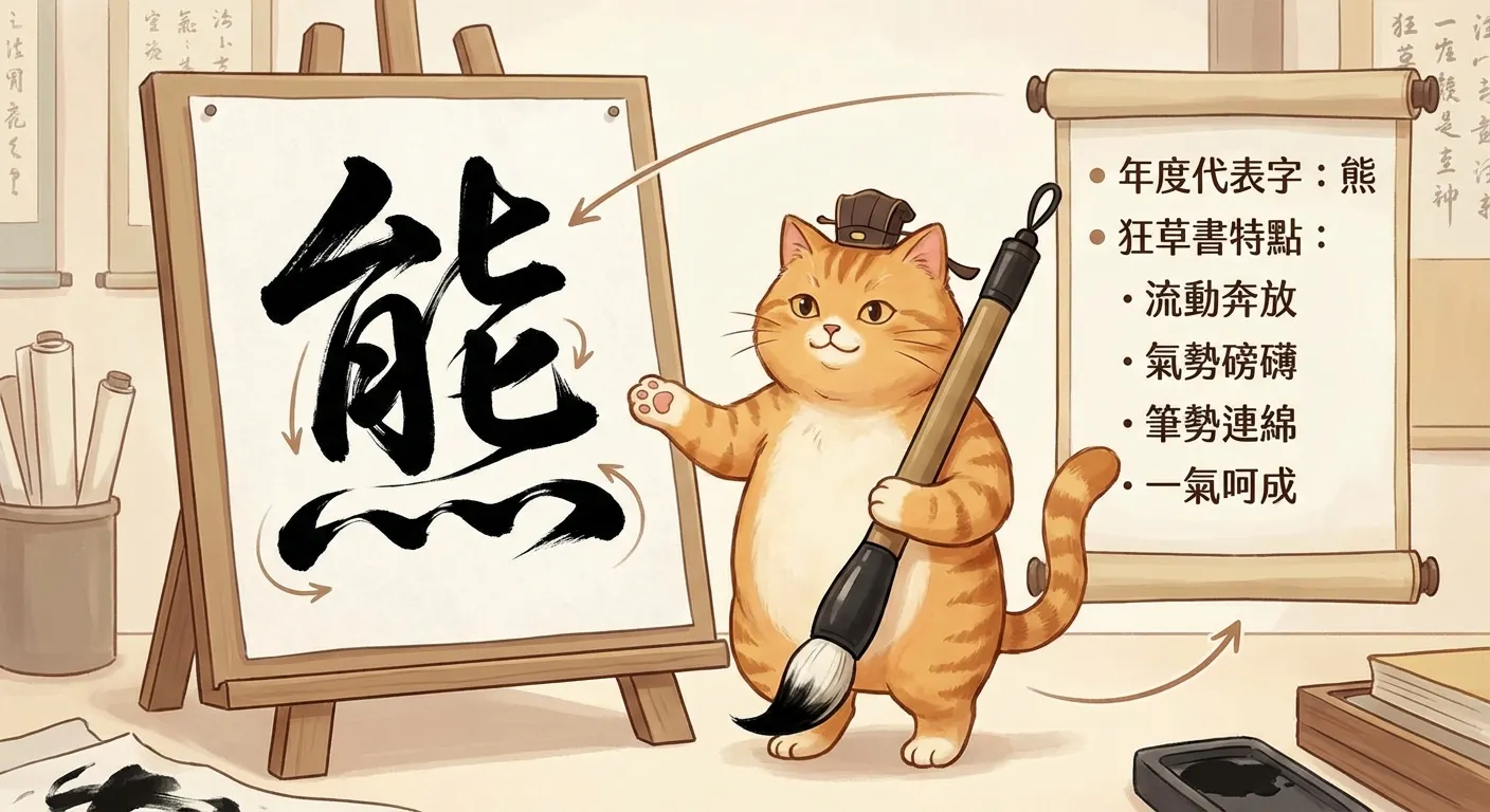 書道貓老師:狂草「能」字教學
