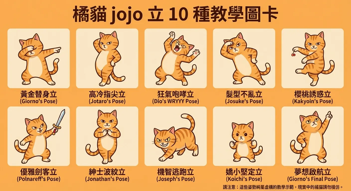 橘貓JOJO立10種教學圖卡