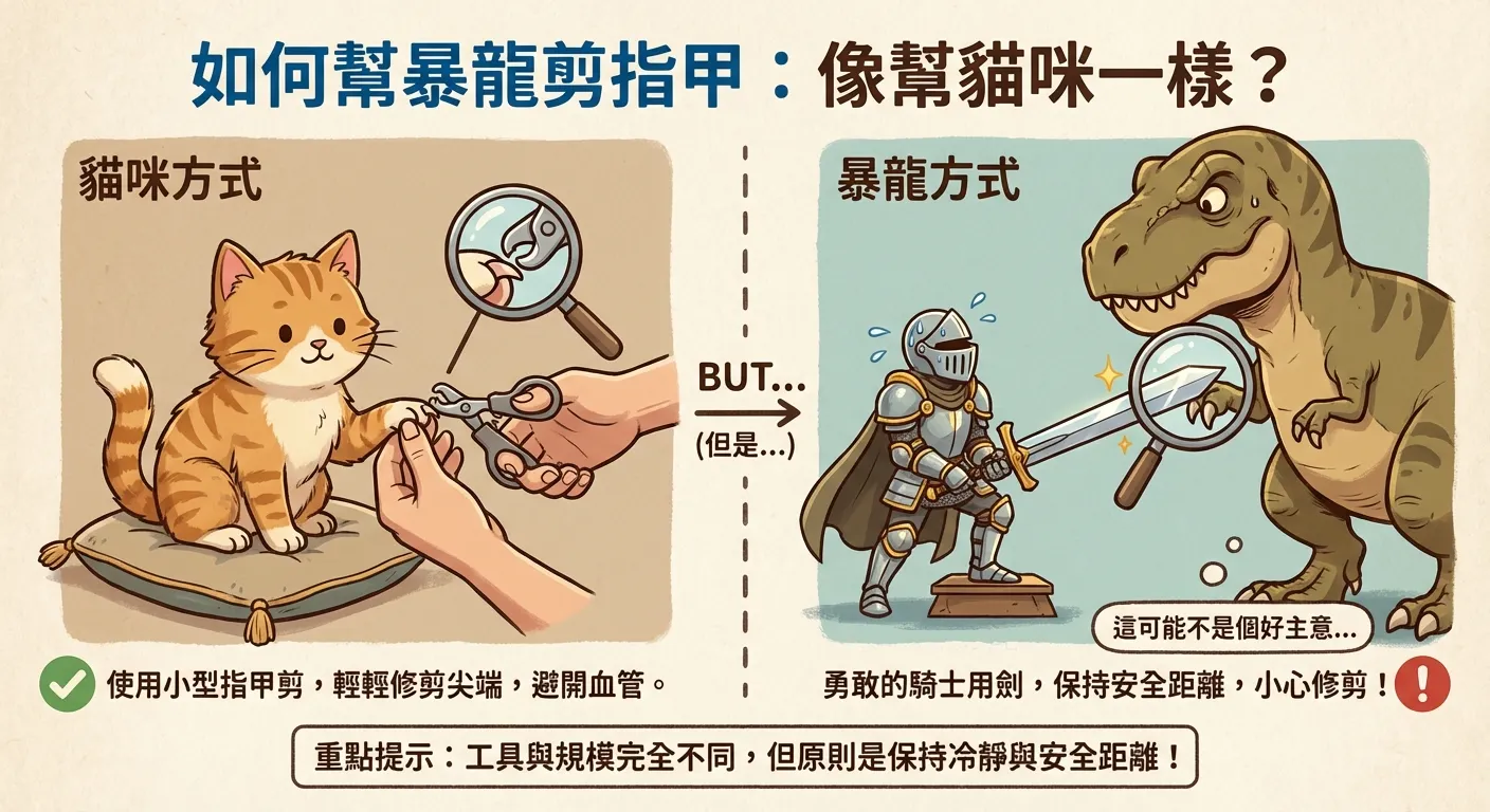 如何幫暴龍剪指甲：貓咪與暴龍的剪甲方式