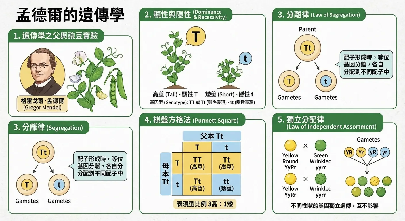 孟德爾遺傳學：豌豆實驗與定律