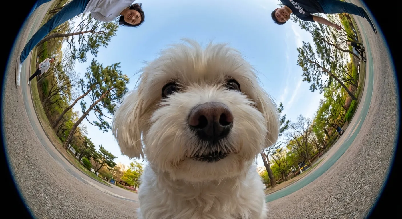 可愛狗狗的超廣角視角