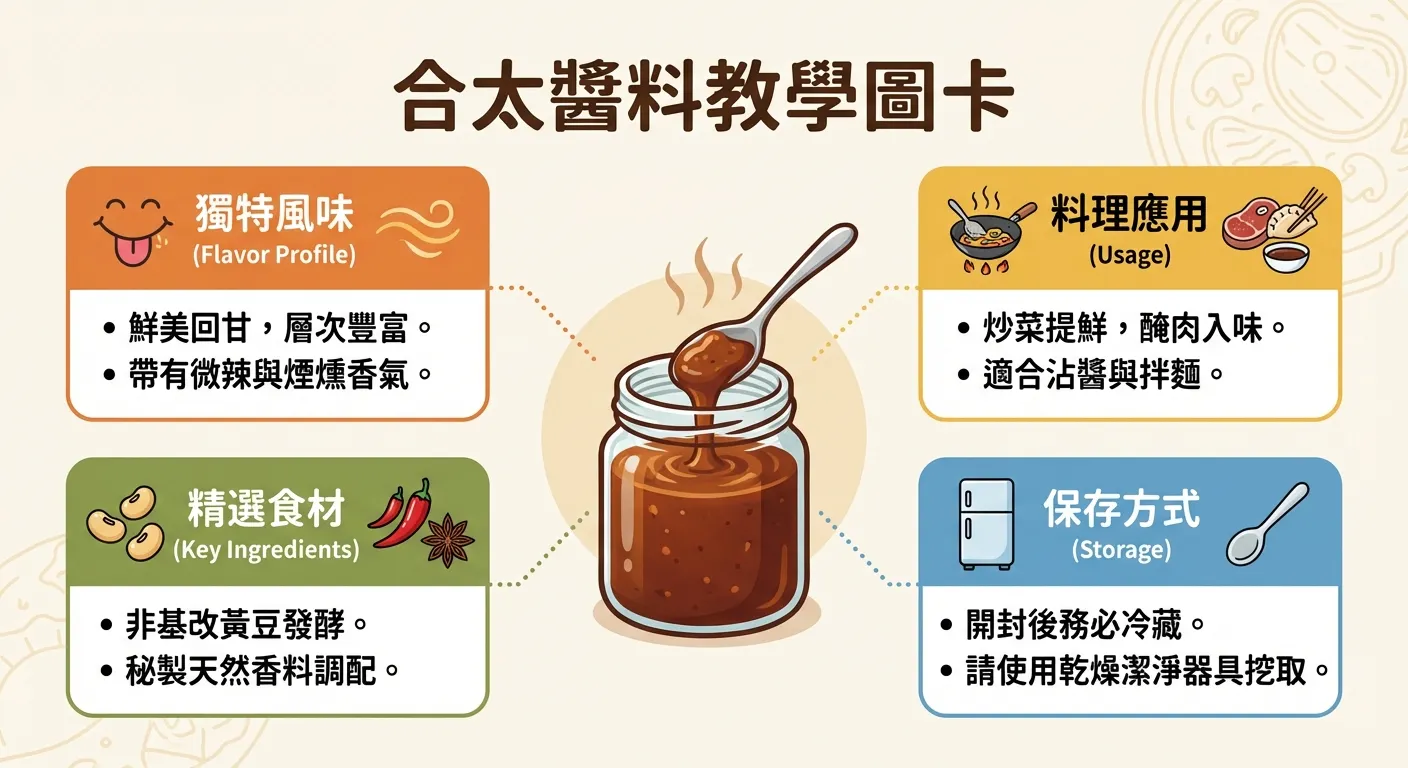 合太醬料教學圖卡：風味、應用與保存