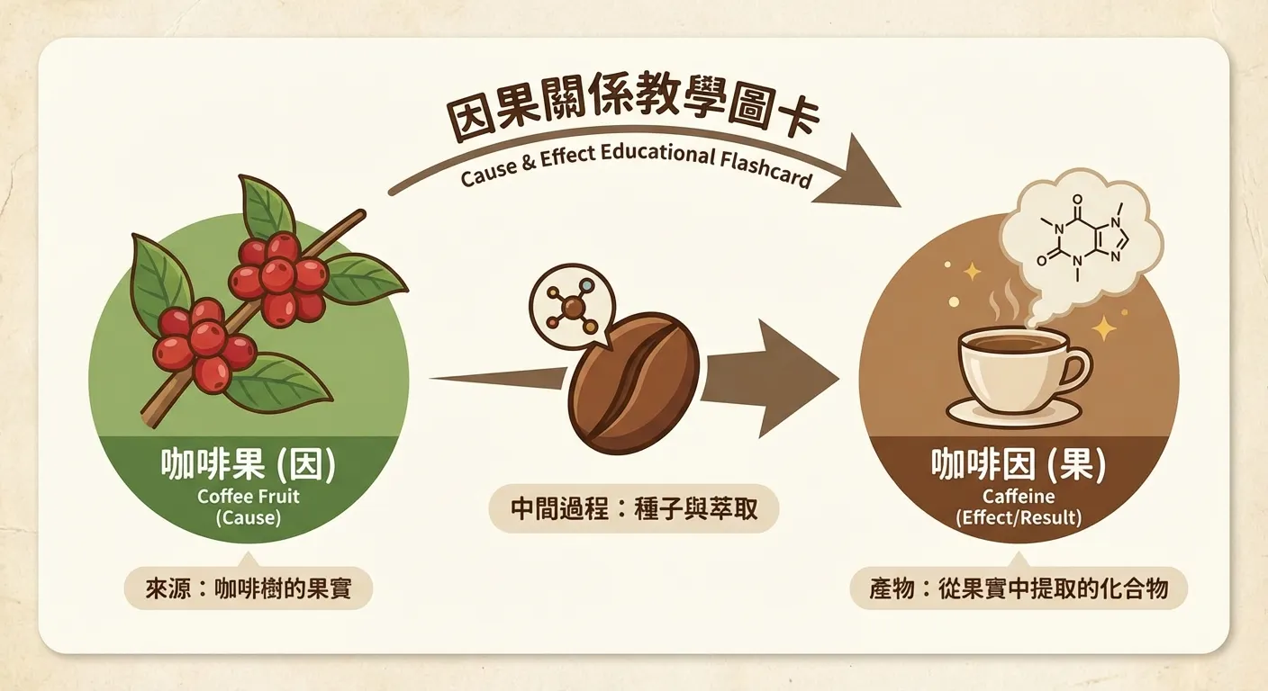 咖啡因果關係教學圖卡