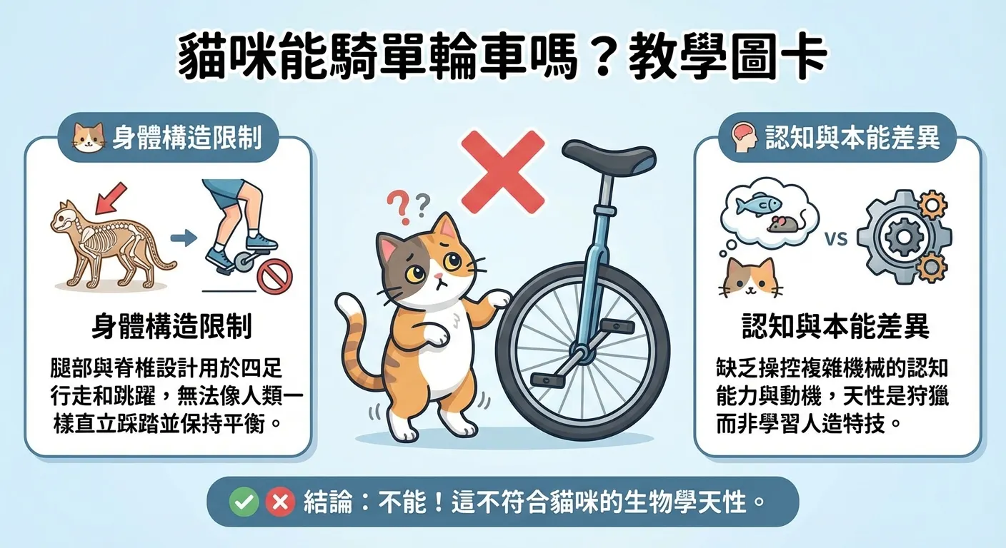 貓咪能騎單輪車嗎?教學圖卡