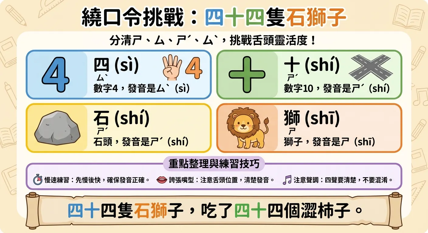 繞口令挑戰:四十四隻石獅子