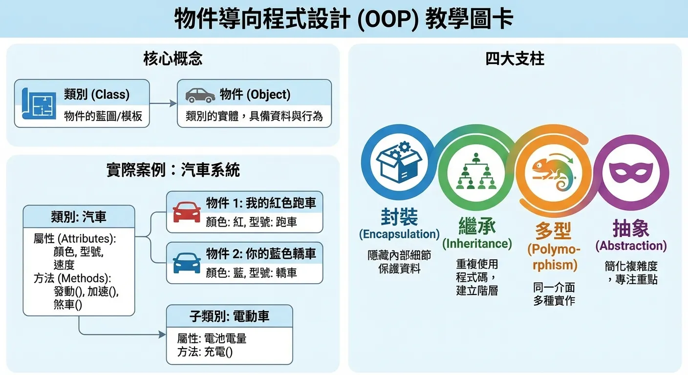 物件導向程式設計（OOP）教學圖卡