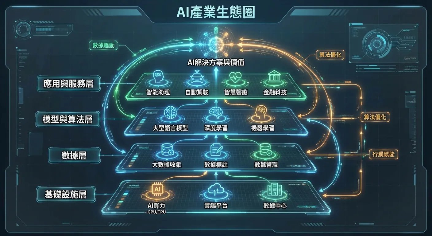 AI產業生態圈全景圖：HUD未來科技介面 J5121229