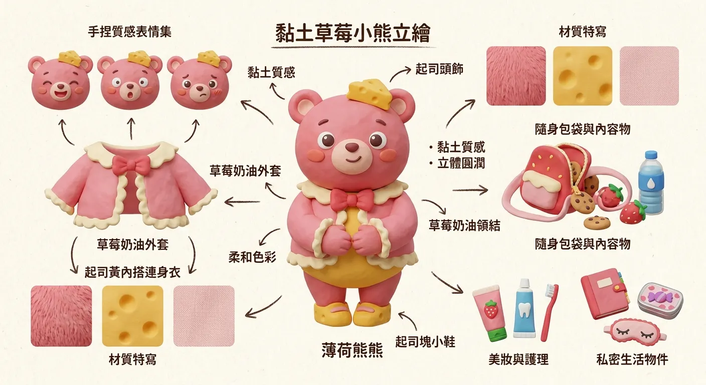 草莓起司薄荷熊熊:手作黏土繪本角色設定集