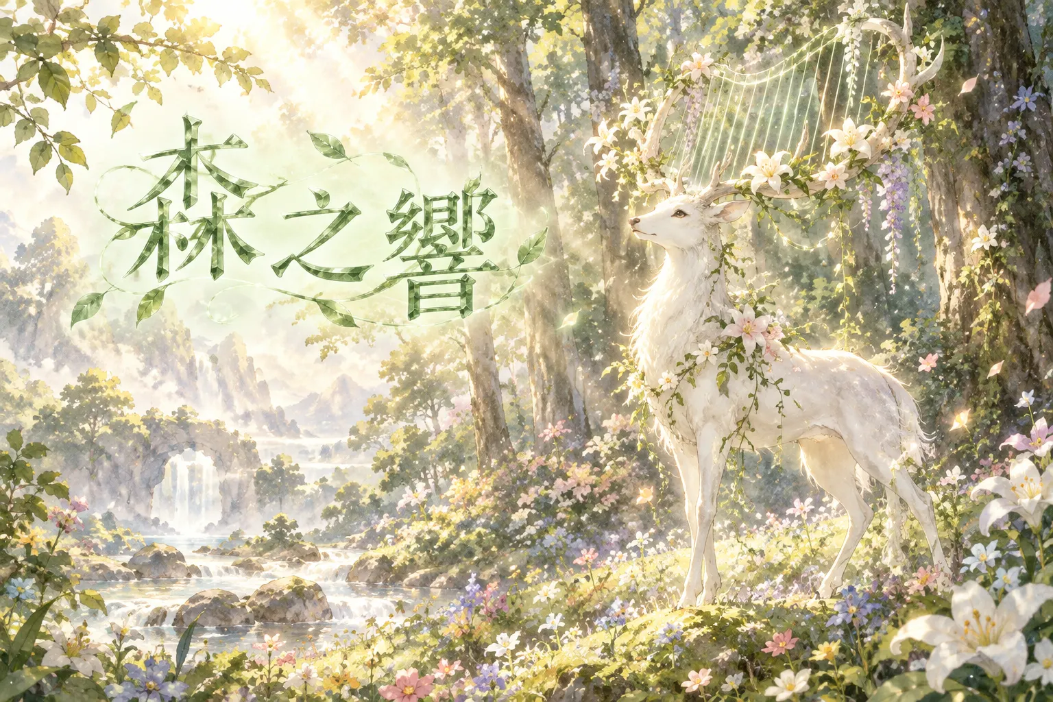 森之響：純白神聖靈鹿與春日森林的交響詩