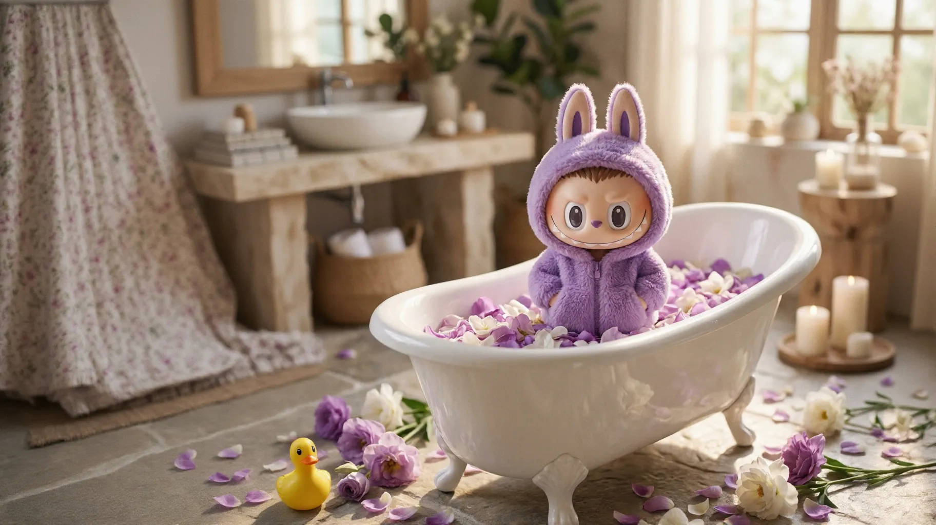 AI-J512 LABUBU的紫色花瓣浴