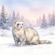 冬日雪貂：水彩夢境