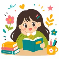 沈浸在書香世界的快樂少女