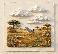 斑馬的非洲草原浮雕