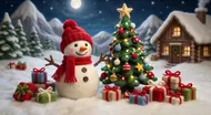 雪人與聖誕樹：溫馨冬夜