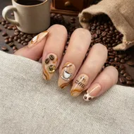 咖啡主題美甲設計