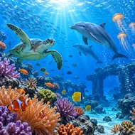 蔚藍深處：海底珊瑚礁的夢幻交響詩