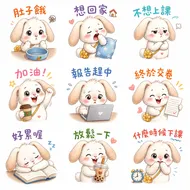 大學生厭世日常：垂耳兔九宮格表情包