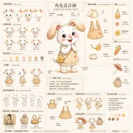 暖心萌兔「蹦蹦」角色設計設定圖