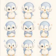 暖心冬日：小企鵝阿比 九宮格表情包系列
