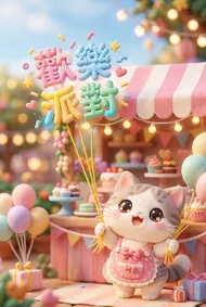 歡樂派對：軟萌黏土貓咪的甜點盛宴