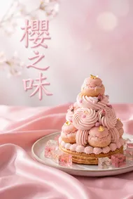 櫻之味：法式櫻花聖多諾黑蛋糕宣傳海報
