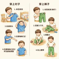 幼兒自主生活：穿衣穿褲教學圖解與口訣穿衣服步驟