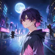 真夜中の月と生意気な少年