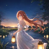 盛夏夜裡回眸一笑的女孩