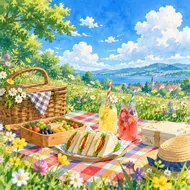 夏日湖畔的野餐時光