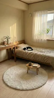 溫馨臥室陽光與貓