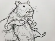 掴まれて困惑するハムスター　
