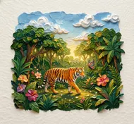 雨林漫步：老虎與蝴蝶的邂逅