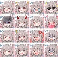 銀髪ショートボブの女の子の感情表現アイコンセット