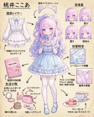 桃井ここあ：パステルカラーの猫耳メイド・キャラクターシート