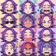 紫髪キャラクターの感情豊かな表情100変化レディナガン