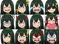 蛙吹梅雨の表情豊かなスタンプ風イラストセット