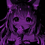 紫のピクセル姫とアイス