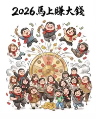 YS Vs. 就情 2026馬上賺大錢！水墨Q版福運滿滿