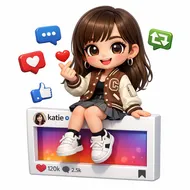 Q版角色比心互動