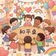 暖心和平桌：幼兒園和諧友誼海報