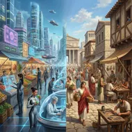 時空交織：古希臘與賽博未來的日常迴廊