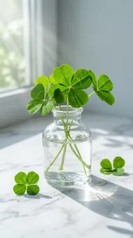 晨光中的幸運：極致寫實四葉草靜物