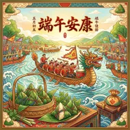 端午安康：龍舟競渡與盛夏粽香賀卡