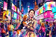 Hanging with my puppy at Time Square of New York