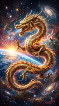 寰宇至尊：五爪金龍旭日昇騰圖
