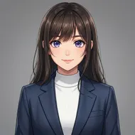 紫眸凝視：俐落職場風格少女